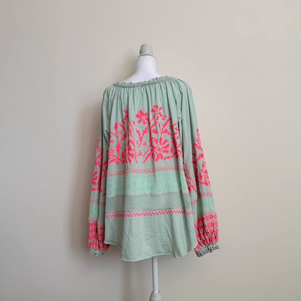 Free People persuasion top Mint Green Tunic with Pink Embroidery size small. NWT - Picture 5 of 10